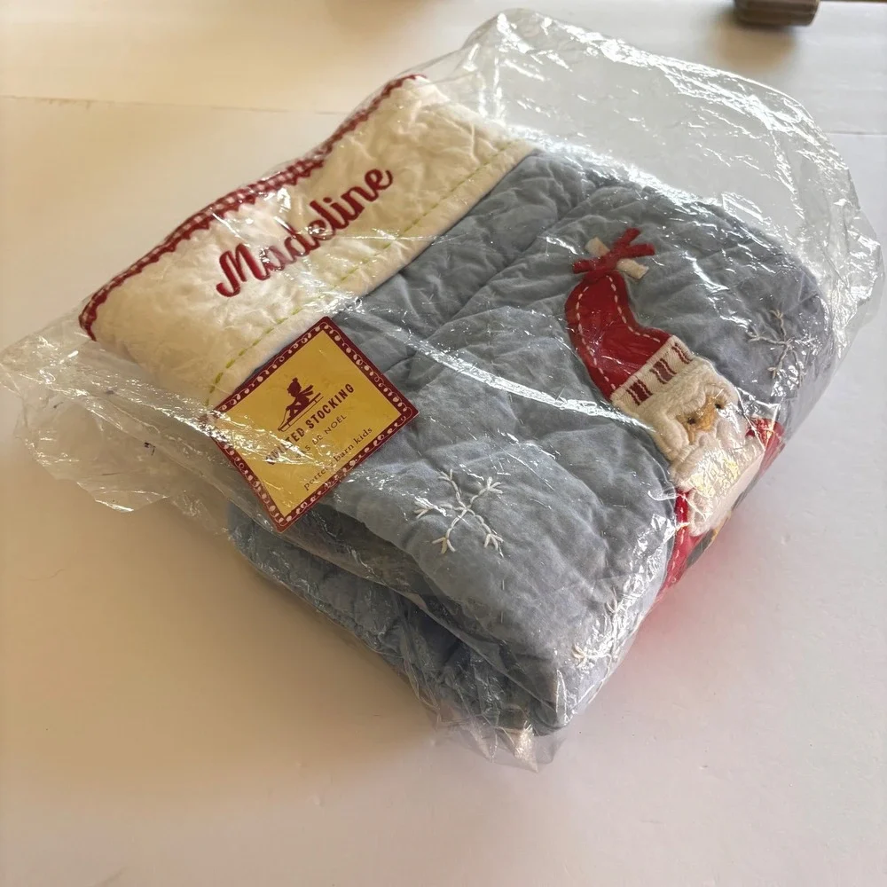 Pottery‎ Barn Kids Christmas Stockting Santa Quilted Personalized Madeline